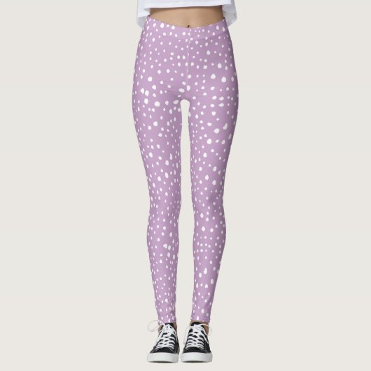 Lila Dalmatische Spots, Dalmatische Stippen, gecit Leggings (Voorkant)