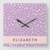 Lila Dalmatische Vlekken, Dalmatische Stippen, Jou Vierkante Klok (Voorkant)