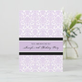 Lila Damask 40e Birthday Party-uitnodigingen Kaart (Staand voorkant)