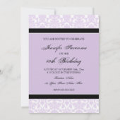 Lila Damask 40e Birthday Party-uitnodigingen Kaart (Achterkant)