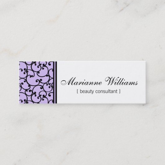 Lila Damask Beauty Micro Mini Visitekaartjes (Voorkant)