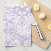 Lila Damask Floral Kitchen Cloth Towel Theedoek (Quarter Fold)
