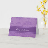 Lila Damask Gefeliciteerd Kaart (Gele Bloem)