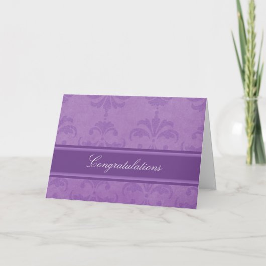 Lila Damask Gefeliciteerd Kaart (Voorkant)
