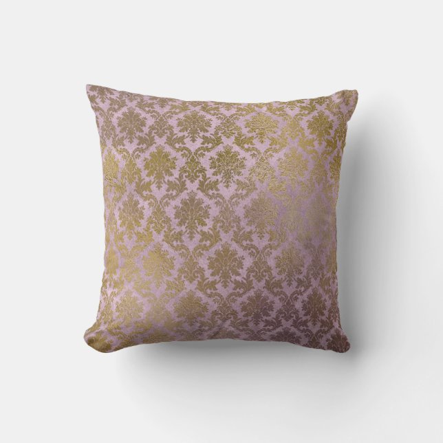  Lila Damask Gold Pillow Kussen (Voorkant)