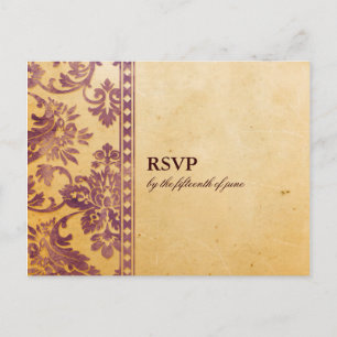  Lila Damask Lace Wedding RSVP Uitnodiging Briefkaart