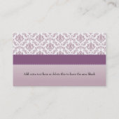 Lila Damask Mode Dress Form Visitekaartje (Achterkant)