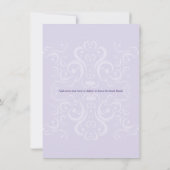 Lila Damask Monogram Baptism/Christening Kaart (Achterkant)