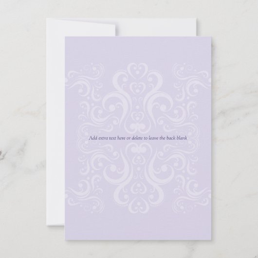 Lila Damask Monogram Baptism/Christening Kaart (Achterkant)