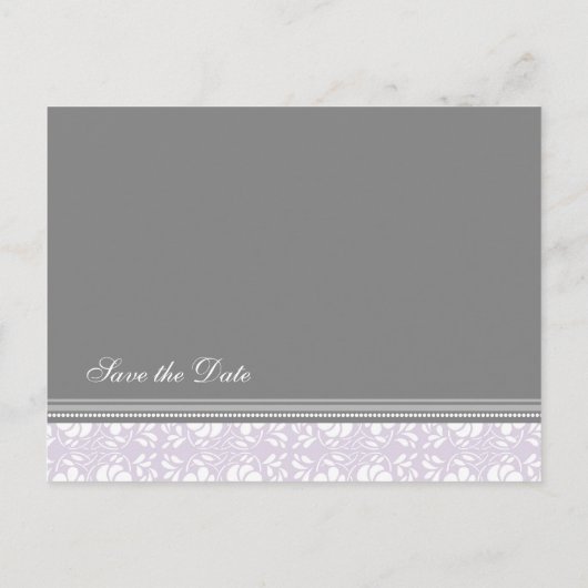 Lila Damask Save the Date Wedding Briefkaarten (Achterkant)