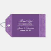 Lila Damask Wedding Bedankt Cadeaulabel (Achterkant Horizontaal)