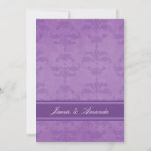 Lila Damask Wedding Kaart (Achterkant)
