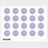 Lila damast monogram ronde sticker (Vel)
