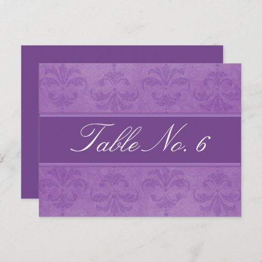 Lila Damastafel-nummer Briefkaart (Voorkant / Achterkant)