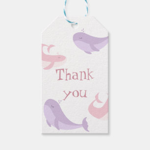 Lila deeg van walvisroze zeebaars cadeaulabel
