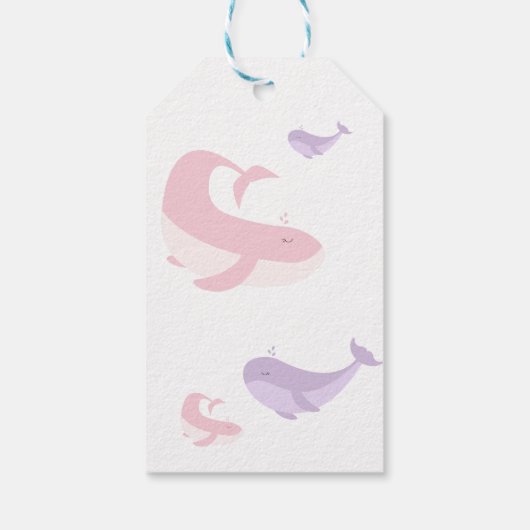 Lila deeg van walvisroze zeebaars cadeaulabel (Achterkant)