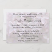 Lila denkdienst begrafenisuitnodiging kaart (Achterkant)