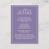 Lila details lavender Monogram Weddenschap Informatiekaartje (Achterkant)