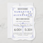 Lila Die Cut Bracket Art Deco Wedding Invite Kaart (Voorkant)