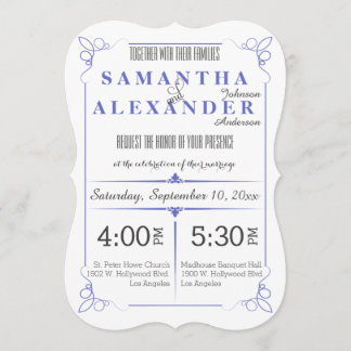 Lila Die Cut Bracket Art Deco Wedding Invite Kaart