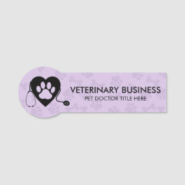 Lila dierenarts Paw Heart Stethescope Pet Naamplaatje