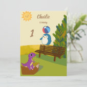 Lila Dino in het park Kaart (Staand voorkant)