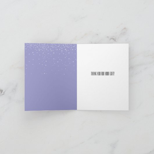 Lila Dream White Sparkles Dank u Bedankkaart (Binnen)