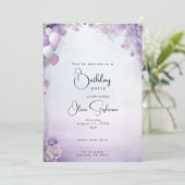 Lila Dromen Bloemenballonnen QR Verjaardag Kaart (Staand voorkant)