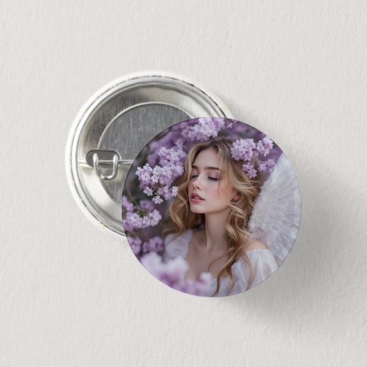 Lila dromen - Serene Spring Angel Ronde Button 3,2 Cm (Voorkant /achterkant)