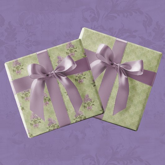 Lila Dromen  Stijl Groen Antiek Damask Cadeaupapier