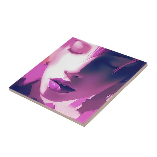 Lila droomfluistering - sereen, etherisch, Paarse Tegeltje (Zijkant)