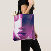 Lila droomfluistering - sereen, etherisch, Paarse Tote Bag (Dichtbij)