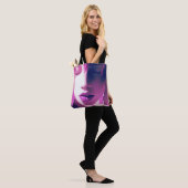 Lila droomfluistering - sereen, etherisch, Paarse Tote Bag (Op model)
