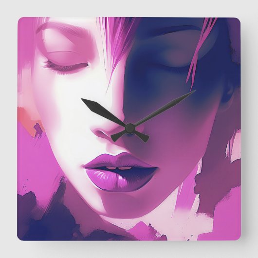 Lila droomfluistering - sereen, etherisch, Paarse Vierkante Klok (Voorkant)