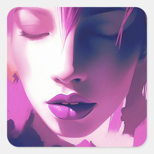 Lila droomfluistering - sereen, etherisch, Paarse Vierkante Sticker (Voorkant)