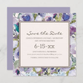 Lila Dusty Blue Boho Floral Wedding Save Date (Voorkant / Achterkant)