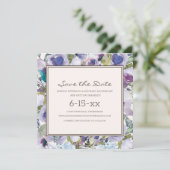 Lila Dusty Blue Boho Floral Wedding Save Date (Staand voorkant)