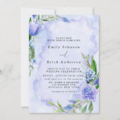 Lila Dusty Blue Tulip Peony Hyacinth Wedding Kaart (Voorkant)