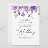 Lila Dusty Paars Mauve Floral Garden Wedding Kaart (Voorkant)