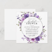 Lila DustyPurple Floral Silver Foil Vrijgezellenfe Kaart (Voorkant / Achterkant)