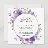 Lila DustyPurple Floral Silver Foil Vrijgezellenfe Kaart (Voorkant)