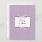 Lila eenvoud Traditionele huwelijksuitnodiging Kaart (Achterkant)