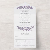 Lila eenvoudige tak Formele Verwoording Bruiloft All In One Uitnodiging (Binnen)