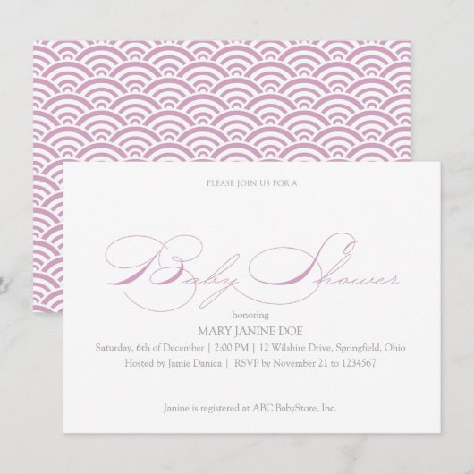 Lila Eenvoudige uitnodiging tot Baby shower (Voorkant / Achterkant)