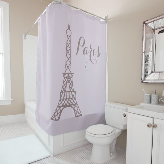 Lila Eiffeltoren Parijse Badkamer Douchegordijn (In situ)