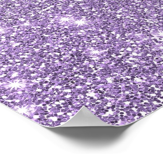 Lila Elegant Glamoureuze Faux Glitter Poster (Hoek)