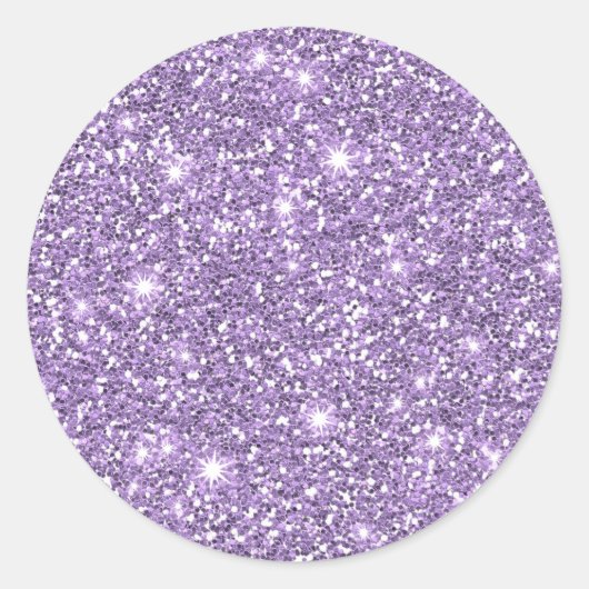Lila Elegant Glamoureuze Faux Glitter Ronde Sticker (Voorkant)