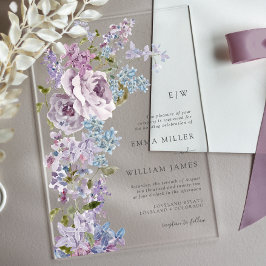 Lila Elegante Huwelijk Acryl Uitnodigingen