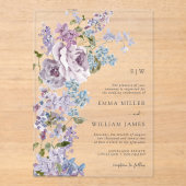 Lila Elegante Huwelijk Acryl Uitnodigingen (Voorkant)
