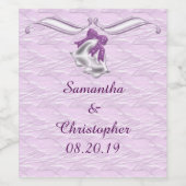 Lila elegantie 1 wijn etiket (Enkel label)